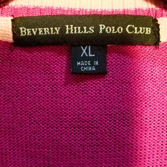 Beverly Hills Polo Club Fuchsia Pink Lightweight Big Pony Sweater Size XL - Picture 3 of 5